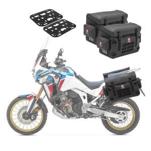 2x vanntette PVC sidevesker egnet for Suzuki V-Strom 650 / 250 / XT Bagtecs BPW med 2x monteringsplate bagasjeholder