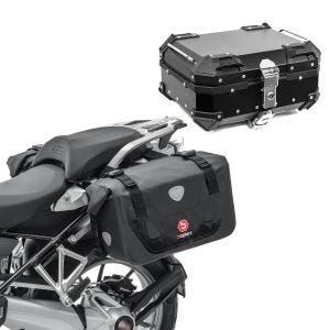 Sett med motorsykkel-salvesker RB25 med toppveske XB22 22L vanntett svart