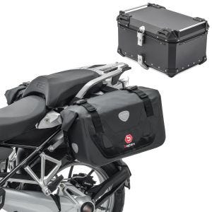 Sett med motorsykkel-salvesker RB25 med toppveske XB65 65L vanntett svart