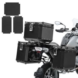 Sett med aluminiumskofferter ADX130B egnet for BMW R 1250 GS 19-23 + toppkoffert + taskeholder + sett med klistremerker Bagtecs svart