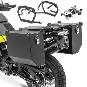 Aluminiumskoffertsett 34-40L egnet for BMW F 850 GS / F 750 GS 18-23 med Bagtecs Atlas svart koffertstativ