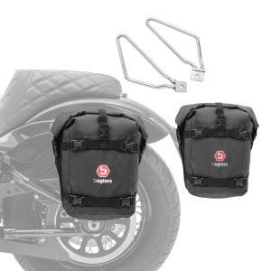 Sadelvesker K4 + salveskeholder krom som passer til Royal Enfield Interceptor 650
