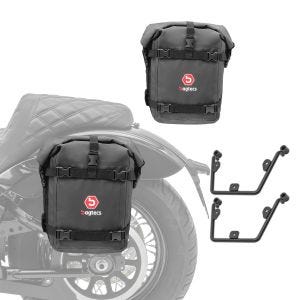 2x Satteltaschen K4 + 2x Satteltaschenhalter für Harley Davidson Dyna Street Bob 06-17 links und rechts_1