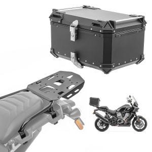 Sett aluminium toppveske + bærer som passer for Harley Davidson Pan America 1250 / Special 21-24 XB65 svart Bagtecs