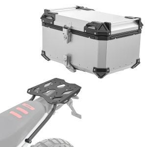 Sett aluminium toppkoffert + bagasjehylle egnet for BMW F 900 GS 2024 Bagtecs XB65 sølv