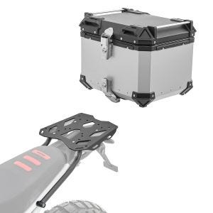 Sett aluminium toppkoffert + bagasjehylle egnet for BMW F 900 GS 2024 Bagtecs XB45 sølv