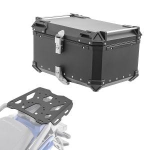 Sett aluminium toppkoffert + bagasjehylle egnet for Suzuki V-Strom 800 23-24 Bagtecs XB65 svart