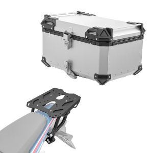 Sett aluminium toppkoffert + bagasjehylle egnet for Honda Africa Twin CRF 1100 L 20-24 Bagtecs XB65 sølv