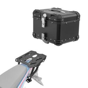 Sett aluminium toppkoffert + bagasjehylle egnet for Honda Africa Twin CRF 1100 L 20-24 Bagtecs XS45 svart