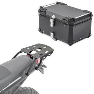 Sett aluminium toppkoffert + bagasjehylle egnet for Aprilia Tuareg 22-24 Bagtecs XB65 svart