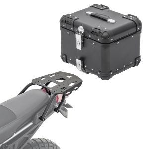 Sett aluminium toppkoffert + bagasjehylle egnet for Yamaha Tracer 9 / GT 21-24 Bagtecs XS45 svart