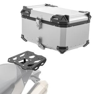 Sett aluminium toppkoffert + bagasjehylle egnet for BMW F 800 GS /Adventure 08-18 Bagtecs XB65 sølv