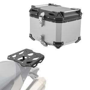 Sett aluminium toppkoffert + bagasjehylle egnet for BMW F 800 GS /Adventure 08-18 Bagtecs XB45 sølv