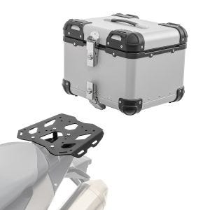 Sett aluminium toppkoffert + bagasjehylle egnet for BMW F 800 GS /Adventure 08-18 Bagtecs XS45 sølv