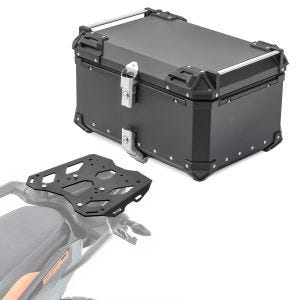Sett aluminium toppkoffert + bagasjehylle egnet for KTM 790 / 890 Adventure 19-24 Bagtecs XB65 svart