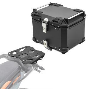 Sett aluminium toppkoffert + bagasjehylle egnet for KTM 790 / 890 Adventure 19-24 Bagtecs XB45 svart
