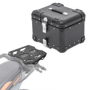 Sett aluminium toppkoffert + bagasjehylle egnet for KTM 790 / 890 Adventure 19-24 Bagtecs XS45 svart