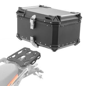 Sett aluminium toppkoffert + bagasjehylle egnet for KTM 1050 Adventure 15-16 Bagtecs XB65 svart