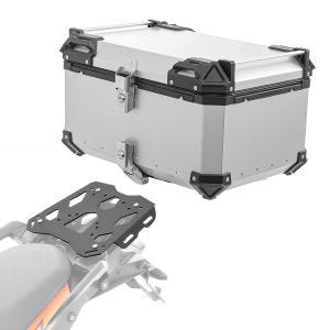 Sett aluminium toppkoffert + bagasjehylle egnet for KTM 1050 Adventure 15-16 Bagtecs XB65 sølv