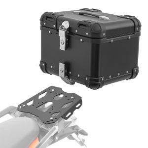 Sett aluminium toppkoffert + bagasjehylle egnet for KTM 1050 Adventure 15-16 Bagtecs XS45 svart