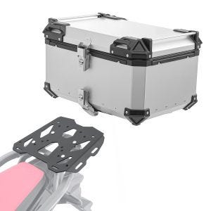 Sett toppkoffert i aluminium + bagasjehylle som passer for Honda Africa Twin 1100 Adventure Sports 20-24 Bagtecs XB65 sølv