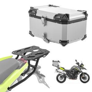 Sett aluminium toppkoffert + bagasjehylle egnet for Benelli TRK 702/ X 23-24 Bagtecs XB65 sølv