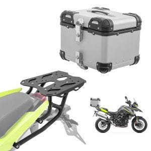 Sett aluminium toppkoffert + bagasjehylle egnet for Benelli TRK 702/ X 23-24 Bagtecs XS45 sølv