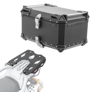 Sett aluminium toppkoffert + bagasjehylle egnet for BMW G 650 GS / Sertao 11-16 Bagtecs XB65 svart
