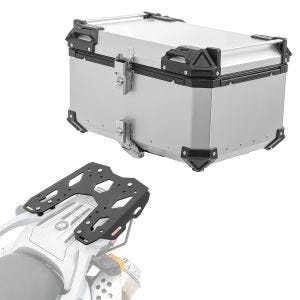 Sett aluminium toppkoffert + bagasjehylle egnet for BMW G 650 GS / Sertao 11-16 Bagtecs XB65 sølv