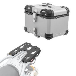 Sett aluminium toppkoffert + bagasjehylle egnet for BMW F 650 GS / Dakar 04-07 Bagtecs XS45 sølv