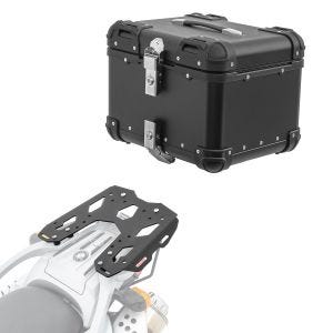Sett aluminium toppkoffert + bagasjehylle egnet for BMW F 650 GS / Dakar 04-07 Bagtecs XS45 svart