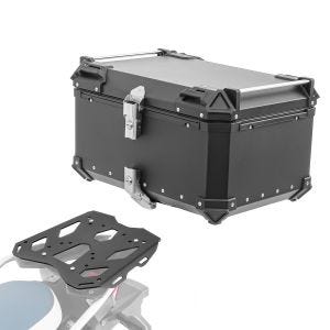 Sett aluminium toppkoffert + bagasjehylle egnet for BMW F 750 / 850 GS 18-23 Bagtecs XB65 svart