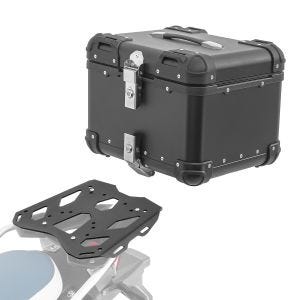 Sett aluminium toppkoffert + bagasjeholder egnet for BMW F 800 GS 2024 Bagtecs XS45 svart