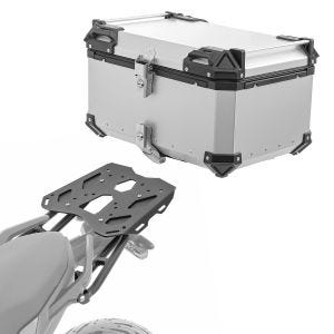 Sett aluminium toppkoffert + bagasjehylle egnet for BMW F 900 XR 20-24 Bagtecs XB65 sølv