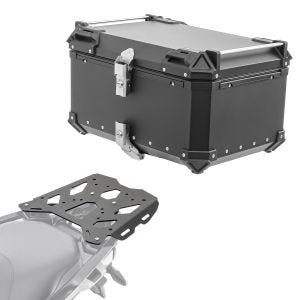 Sett aluminium toppkoffert + bagasjehylle egnet for BMW R 1200 / 1250 GS 13-23 Bagtecs XB65 svart
