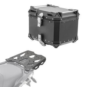 Sett aluminium toppkoffert + bagasjehylle egnet for BMW R 1200 / 1250 GS 13-23 Bagtecs XB45 svart