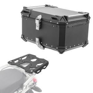 Sett aluminium toppkoffert + bagasjehylle egnet for BMW R 1200 GS 04-12 Bagtecs XB65 svart