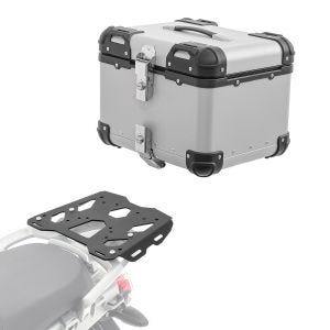 Sett aluminium toppkoffert + bagasjehylle egnet for BMW R 1200 GS 04-12 Bagtecs XS45 sølv