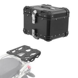 Sett aluminium toppkoffert + bagasjehylle egnet for BMW R 1200 GS 04-12 Bagtecs XS45 svart