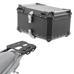 Sett aluminium toppkoffert + bagasjehylle egnet for Kawasaki Versys 650 14-24 Bagtecs XB65 svart