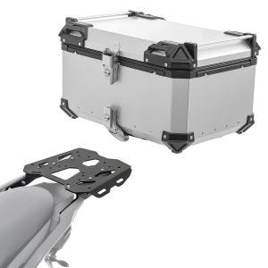 Sett aluminium toppkoffert + bagasjehylle egnet for Kawasaki Versys 650 14-24 Bagtecs XB65 sølv