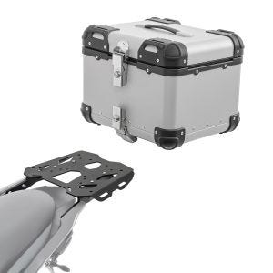 Sett aluminium toppkoffert + bagasjehylle egnet for Kawasaki Versys 650 14-24 Bagtecs XS45 sølv