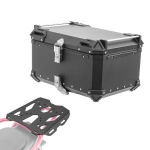 Sett aluminium toppkoffert + bagasjehylle egnet for Moto Guzzi V85 19-23 Bagtecs XB65 svart