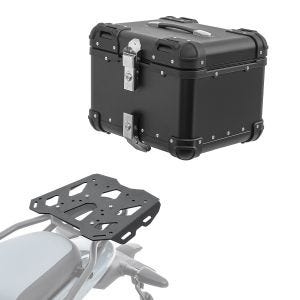 Sett aluminium toppkoffert + bagasjehylle egnet for Royal Enfield Himalayan 450 2024 Bagtecs XS45 svart