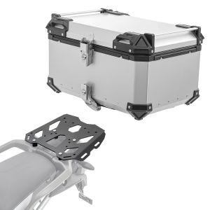 Sett toppkoffert i aluminium + bagasjehylle som passer for Triumph Tiger 1200 GT/ Pro 22-24 Bagtecs XB65 sølv