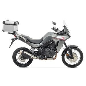 Sett aluminium toppkoffert + bagasjehylle egnet for Honda Transalp XL 750 23-24 Bagtecs XB65 sølv DPL1