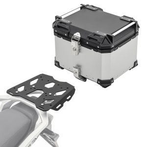 Sett aluminium toppkoffert + bagasjehylle egnet for Honda Transalp XL 750 23-24 Bagtecs XB45 sølv