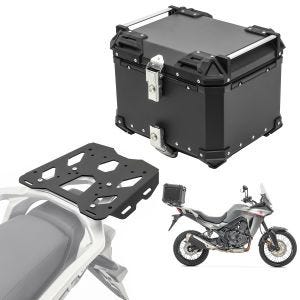 Sett aluminium toppkoffert + bagasjehylle egnet for Honda Transalp XL 750 23-24 Bagtecs XB45 svart DPL2