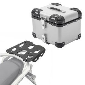 Sett aluminium toppkoffert + bagasjehylle egnet for Honda Transalp XL 750 23-24 Bagtecs XS45 sølv