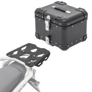 Sett aluminium toppkoffert + bagasjehylle egnet for Honda Transalp XL 750 23-24 Bagtecs XS45 svart